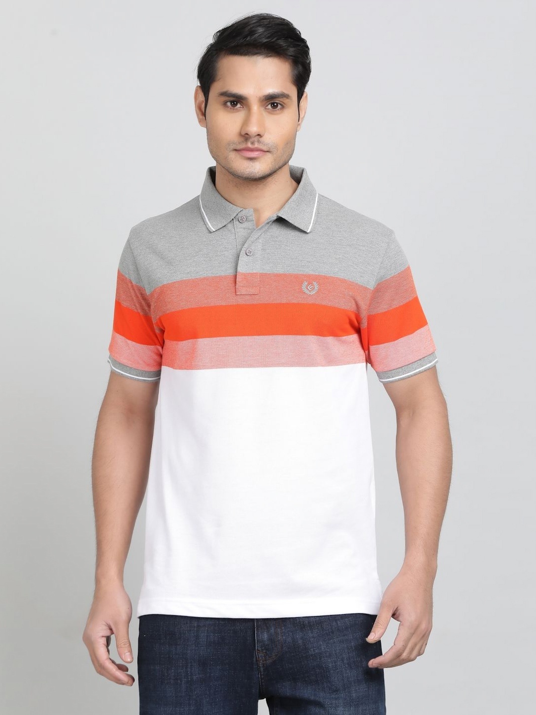 

Greenfibre Men Colourblocked Polo Collar Cotton Slim Fit T-shirt, White