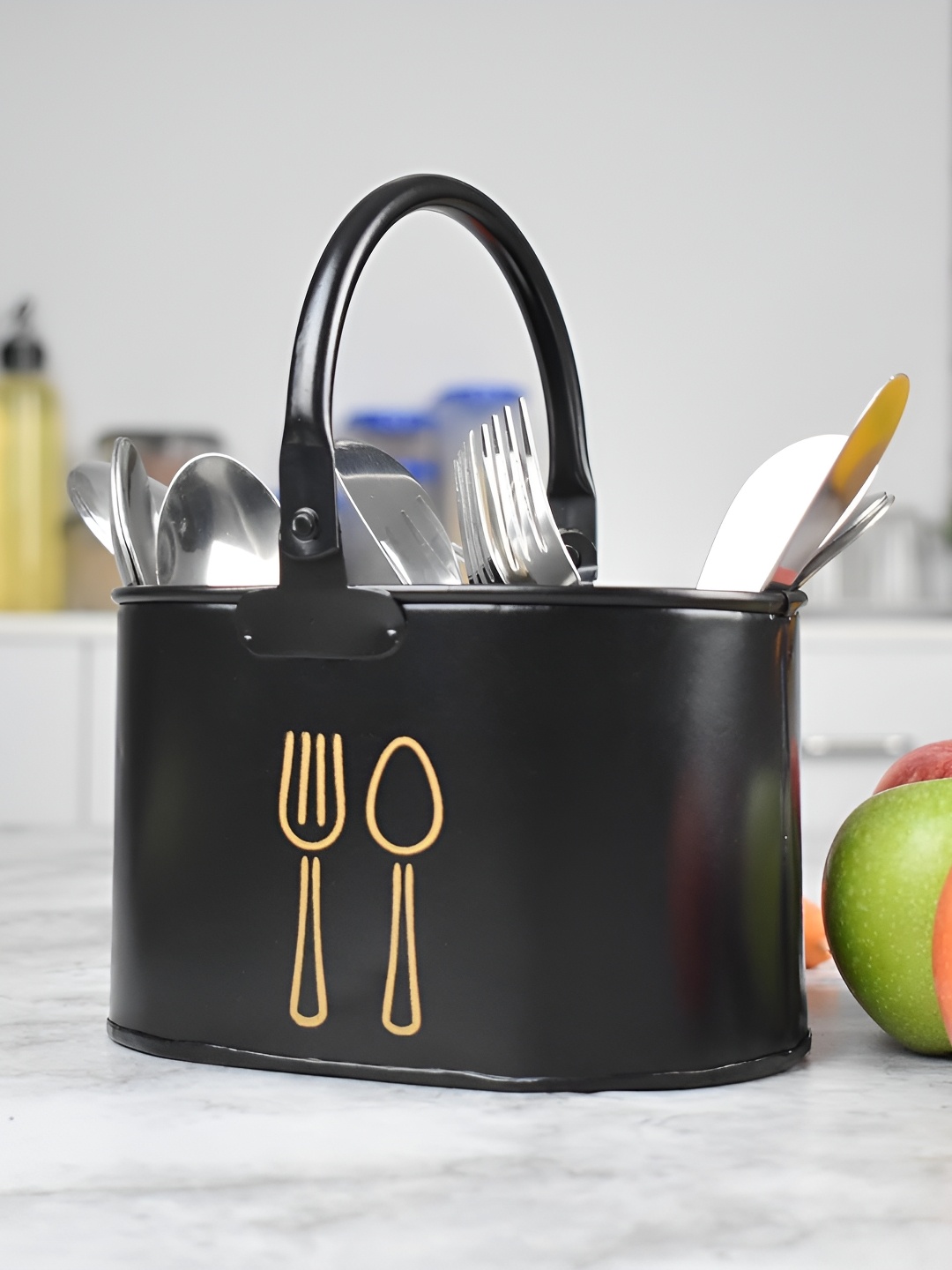 

Homspurts Black Metal Cutlery Holder