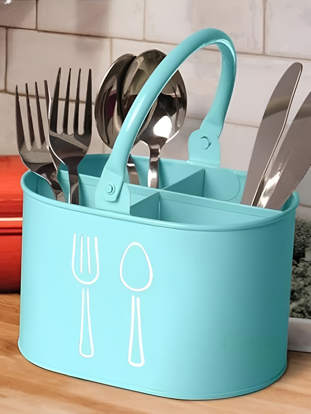 

Homspurts Blue Metal Cutlery Holder