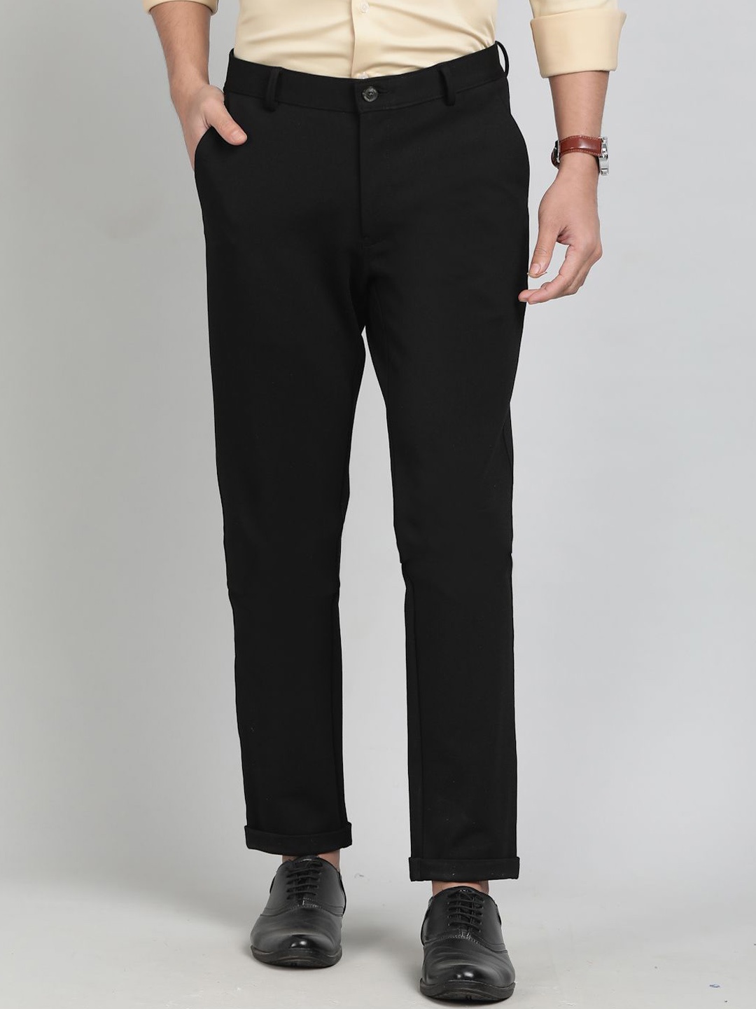 

JB STUDIO Men Slim Fit Trousers, Black