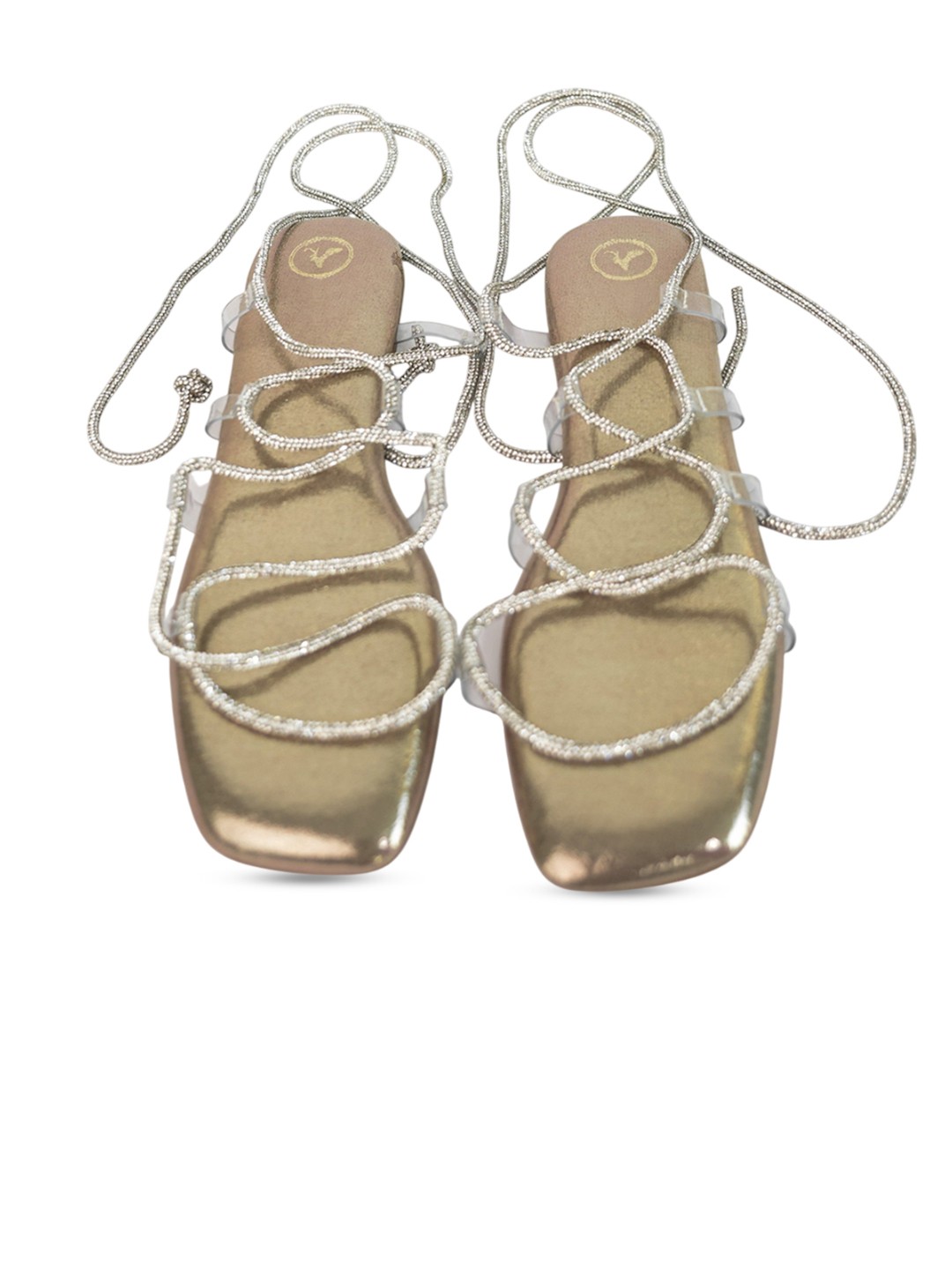 

Sana K Luxurious Footwear Women Party Open Toe Flats, Gold