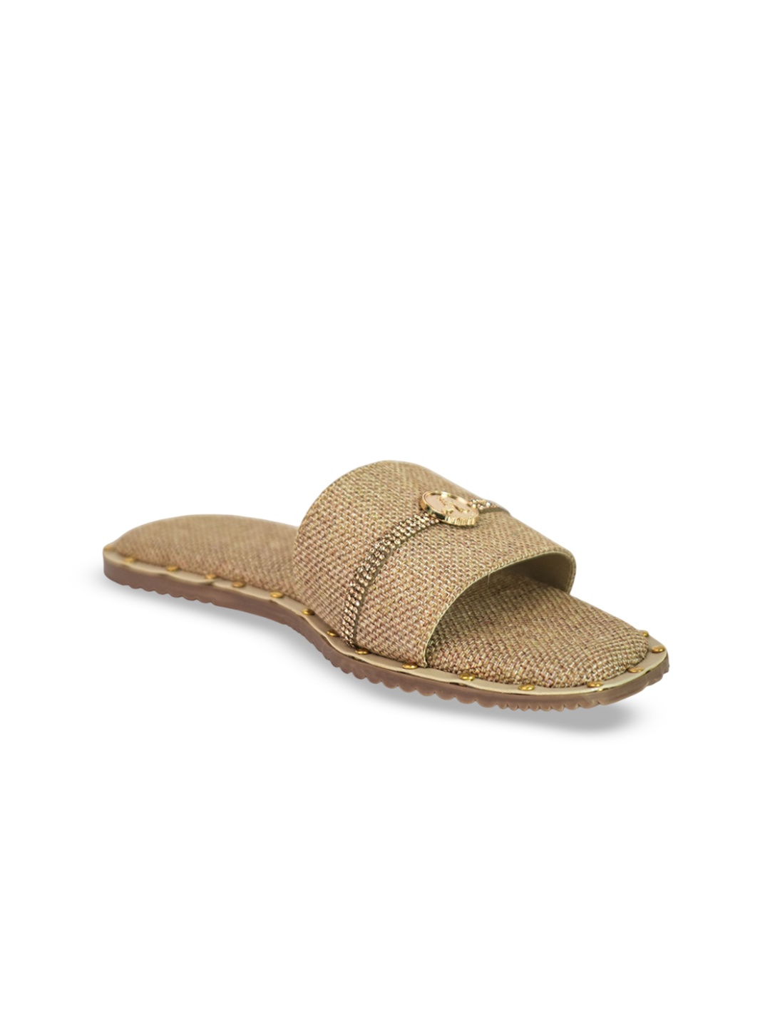 

Sana K Luxurious Footwear Women Embellished Party Open Toe Flats, Beige