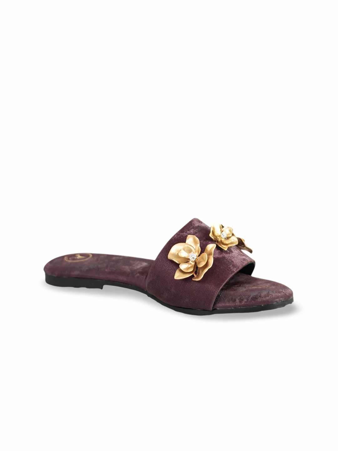 

Sana K Luxurious Footwear Women Embellished Open Toe Flats, Maroon