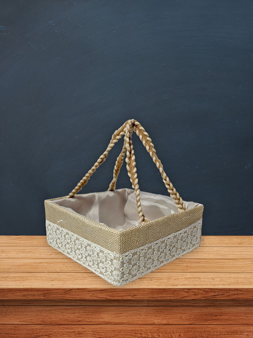 

ARTSY Cream-Coloured Textured Wooden Makeup Organiser