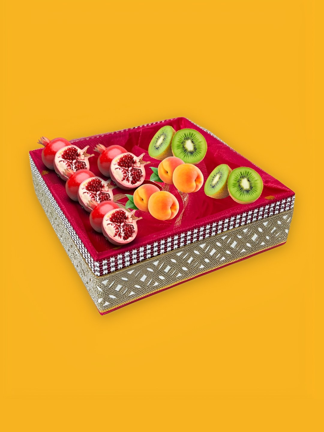 

ARTSY Yellow & Beige Textured Wooden Multi-Utility Organiser, Maroon