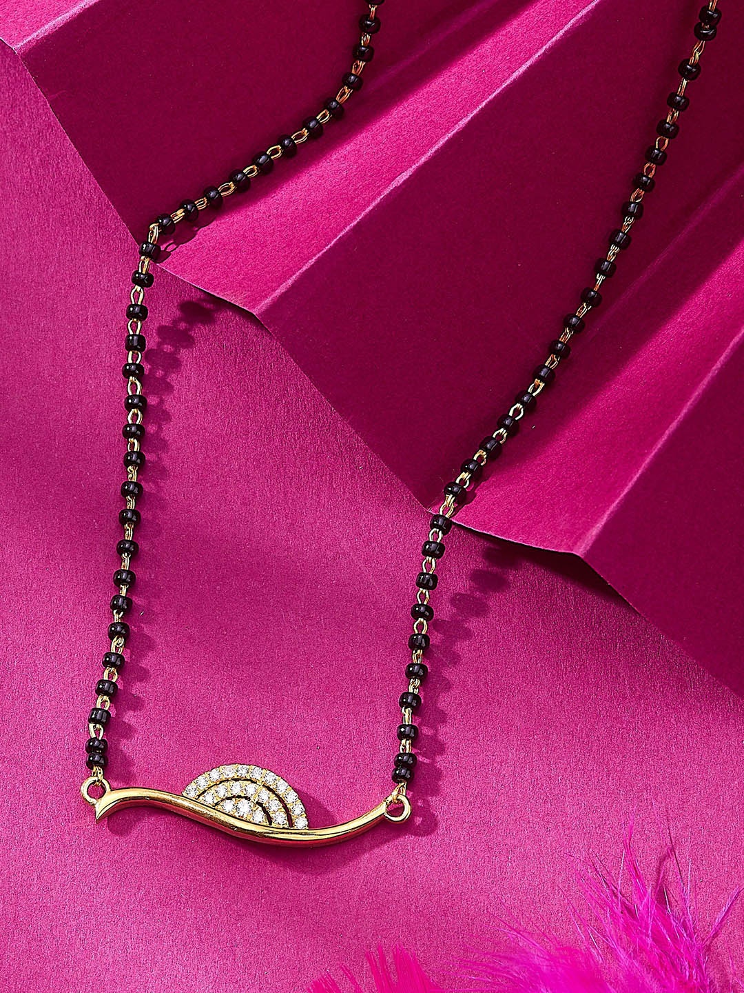 

Nipura 925 Sterling Silver Gold-Plated Zircon Studded Mangalsutra