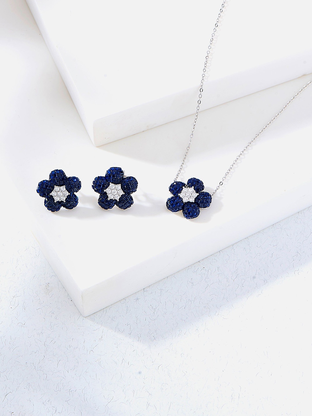 

Nipura 925 Sterling Silver Rhodium Plated Cubic Zirconia Studded Jewellery Set