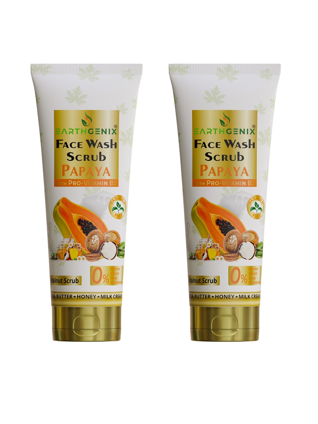 

Earthgenix Set Of 2 Papaya Face Wash Scrub With Pro Vitamin B5- 100 ml Each, White
