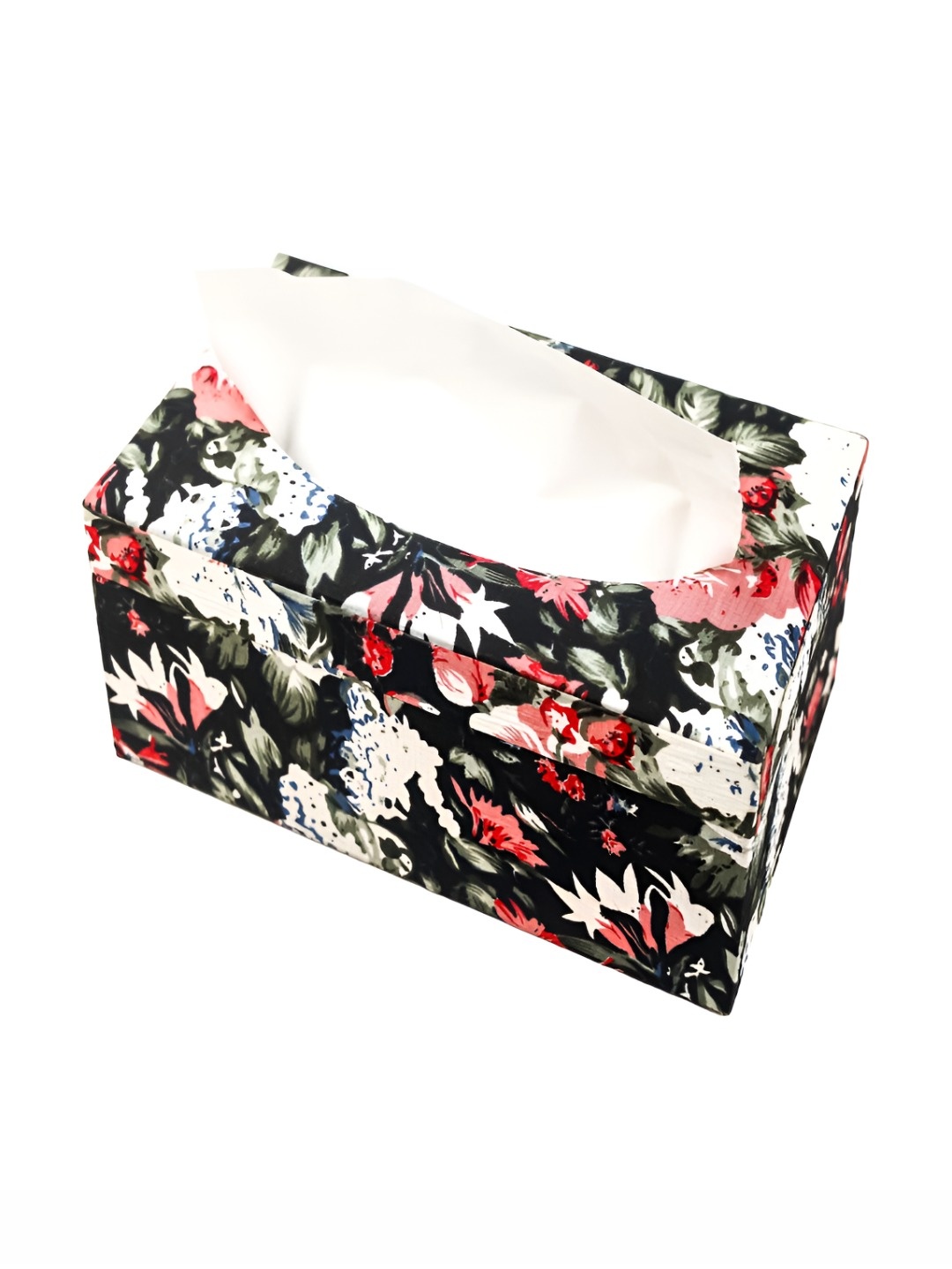 

BIRCH & CO. Black & White Floral Printed Fabric Tissue Box Holder