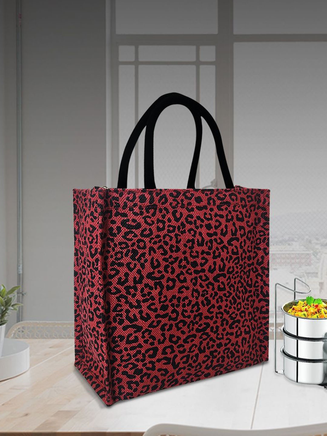 

earthbags Leopard Printed Lunch Bag, Red