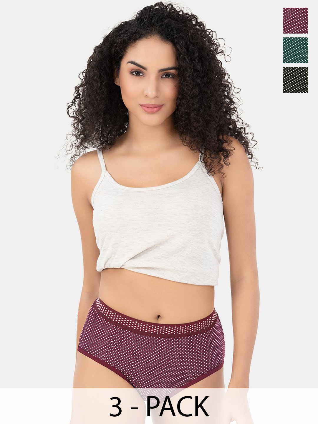 

Trylo Women Pack Of 3 Flirtie 22 Printed High-Rise Hipster Briefs, Maroon