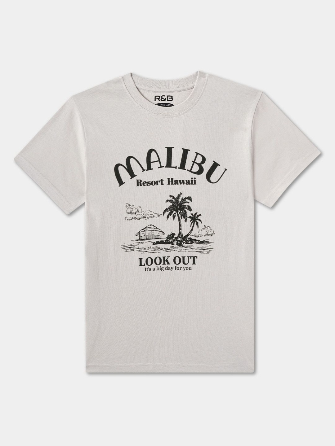 

R&B Boys Graphic Printed Round Neck Cotton T-shirt, Beige