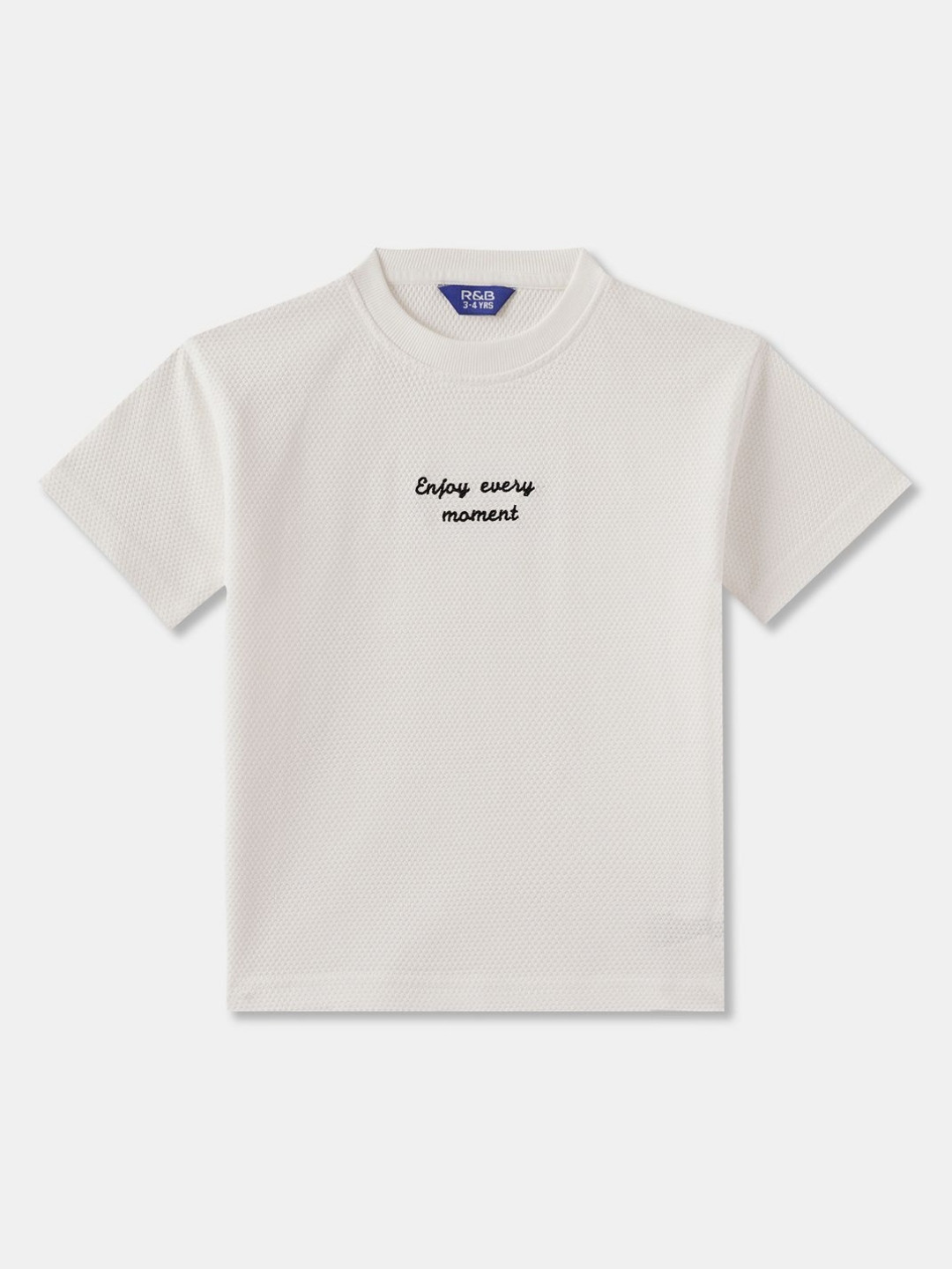 

R&B Boys Typography Printed Round Neck Cotton T-shirt, White