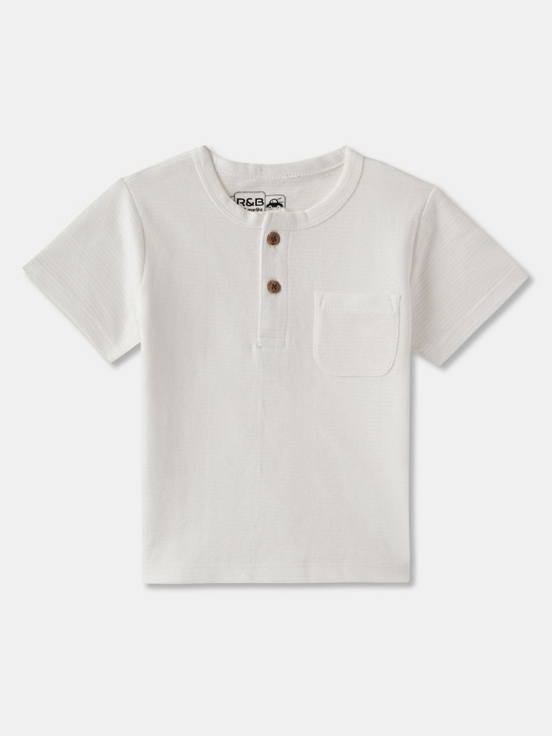

R&B Boys Solid Henley Neck Cotton T-shirt, White