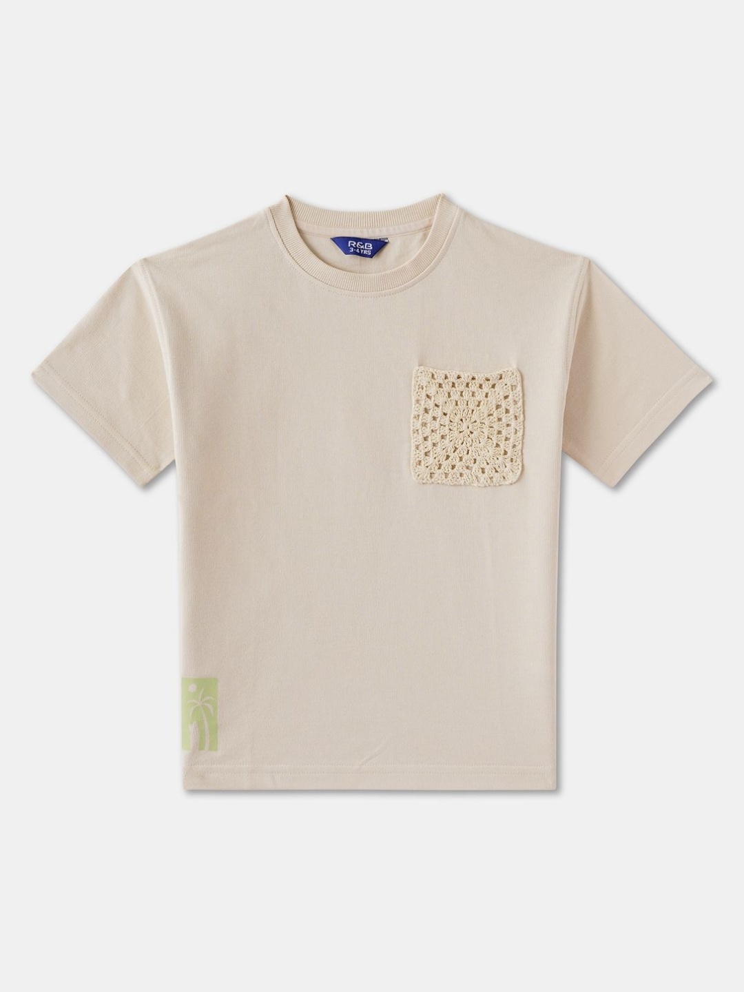 

R&B Boys Solid Round Neck Cotton T-shirt, Off white