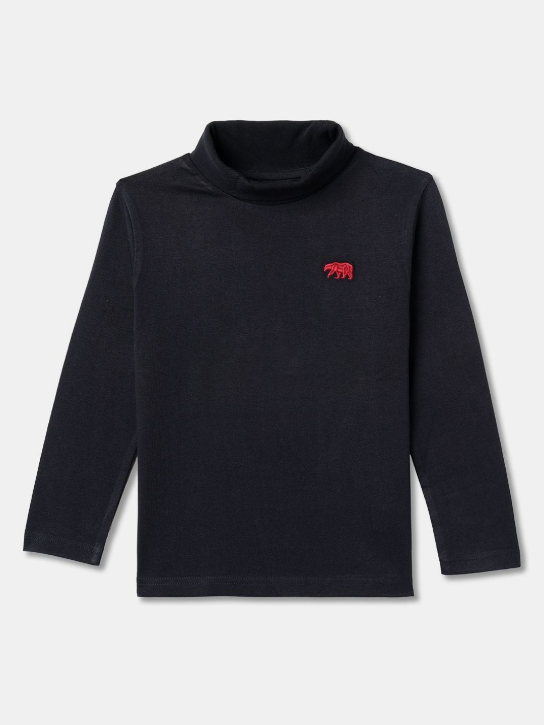 

R&B Boys Solid Turtle Neck Cotton T-shirt, Blue