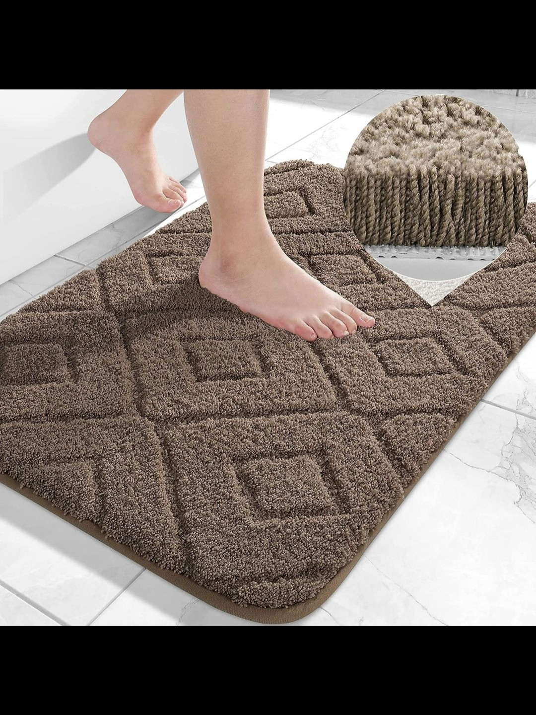 

MAA HOME CONCEPT Brown Self-design 1500 GSM Microfiber Anti-Skid Bath Rug