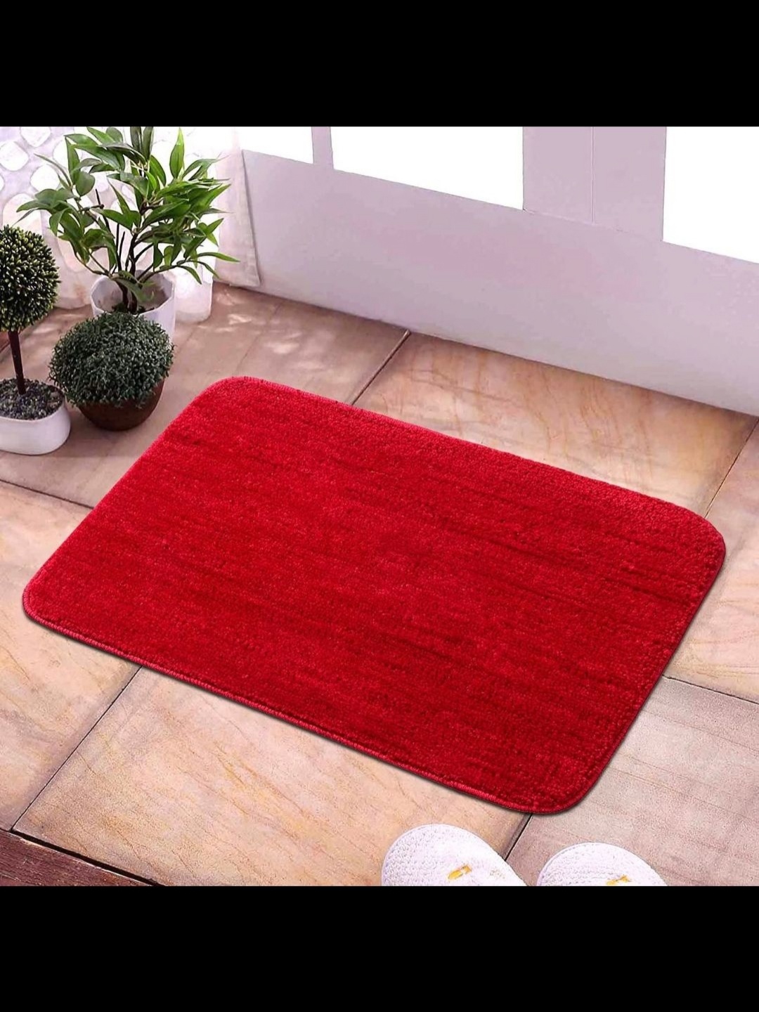 

MAA HOME CONCEPT Red Textured Microfiber Anti-Skid Doormat