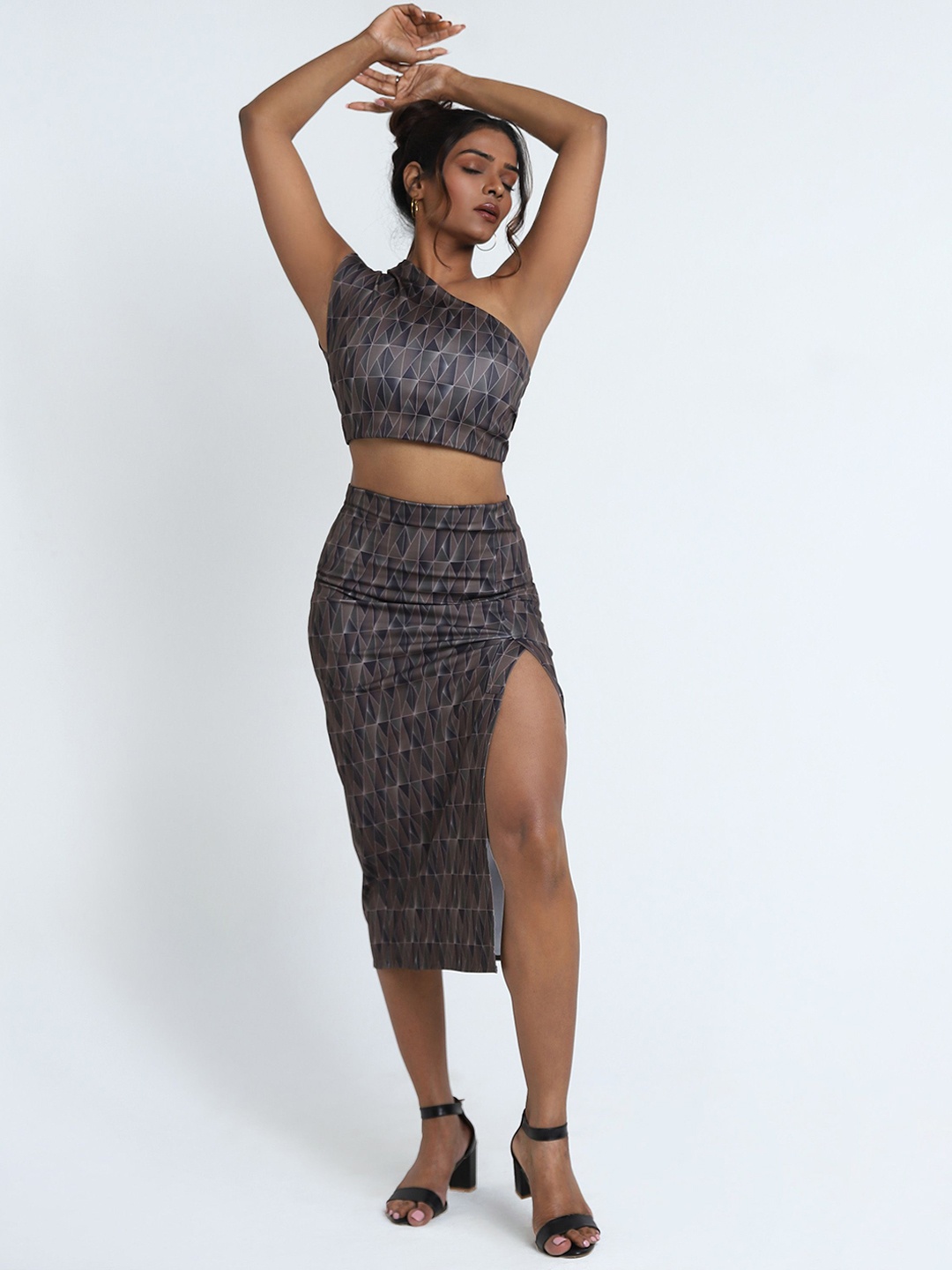 

Matsze Printed Party Midi Skirt, Grey