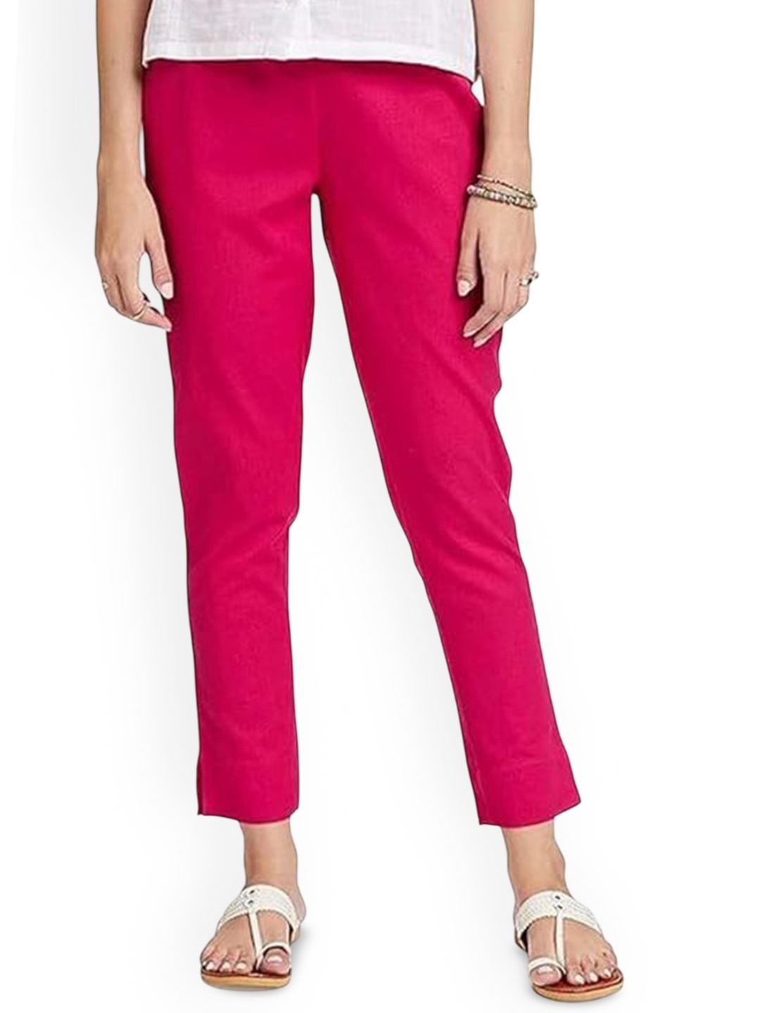 

KASHISHIYA Women Mid-Rise Relaxed Regular Fit Trousers, Pink
