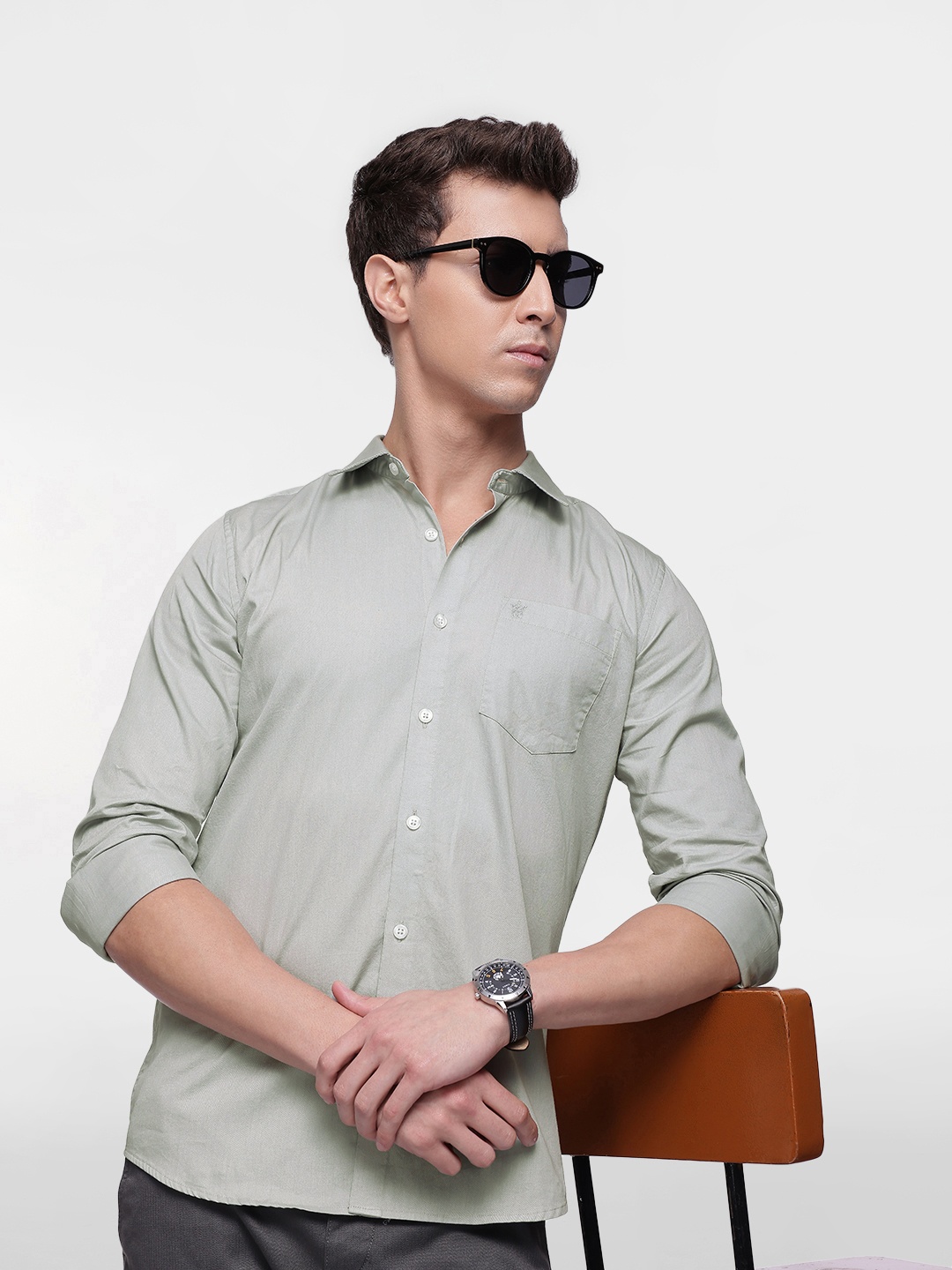 

French Connection Men Premium Slim Fit Pure Cotton Casual Shirt, Grey