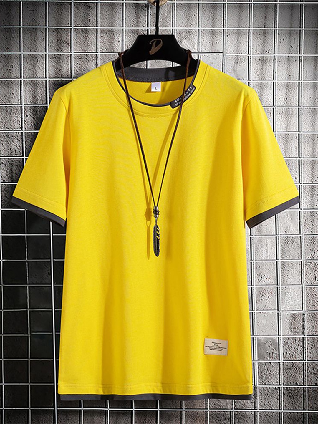 

StyleCast x Revolte Men Solid Round Neck Cotton Regular Fit T-shirt, Yellow