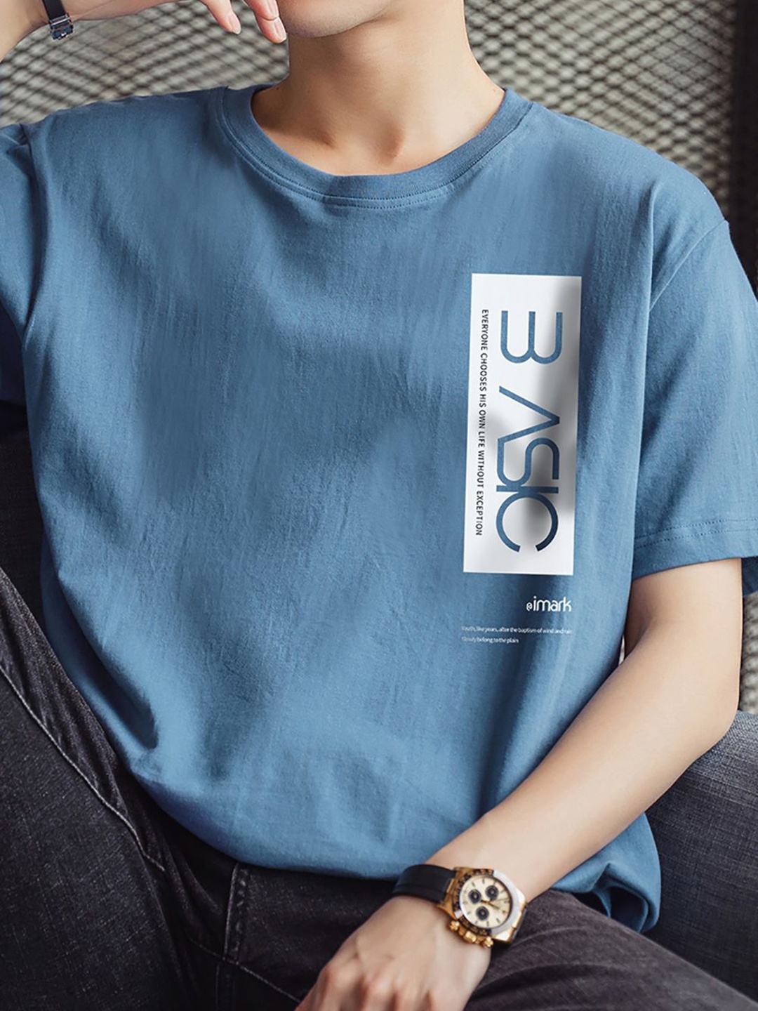 

StyleCast x Revolte Men Typography Printed Round Neck T-shirt, Blue