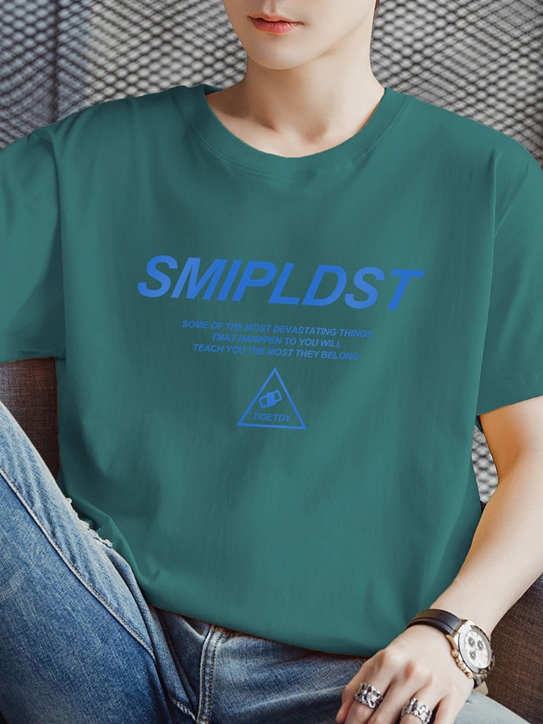 

StyleCast x Revolte Men Typography Printed Round Neck T-shirt, Teal