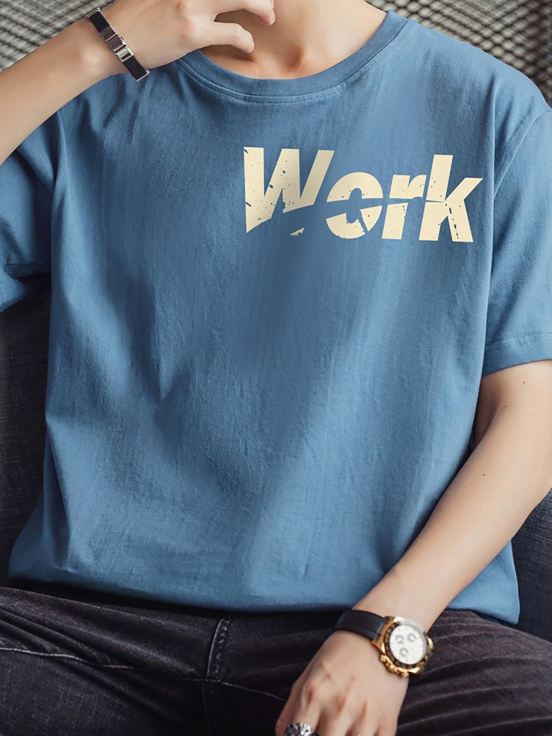 

StyleCast x Revolte Men Typography Printed Round Neck T-shirt, Blue
