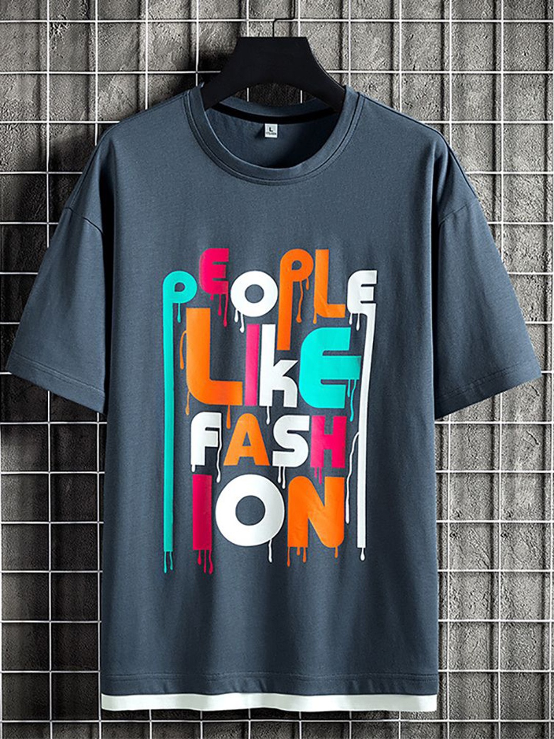 

StyleCast x Revolte Men Typography Printed Round Neck Cotton Relaxed Fit T-shirt, Blue
