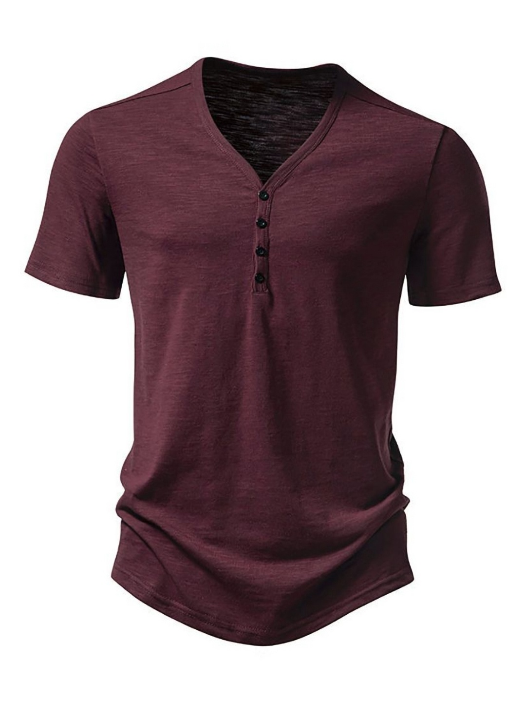 

StyleCast x Revolte Men Solid Henley Neck Cotton T-shirt, Maroon