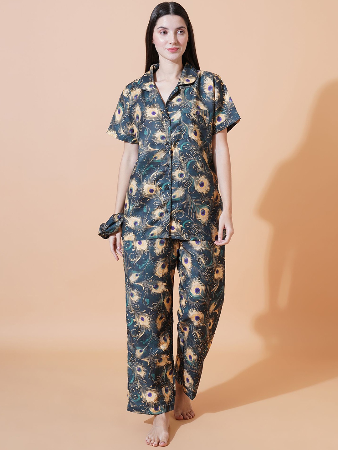 

FFLIRTYGO Women Printed Night suit, Blue
