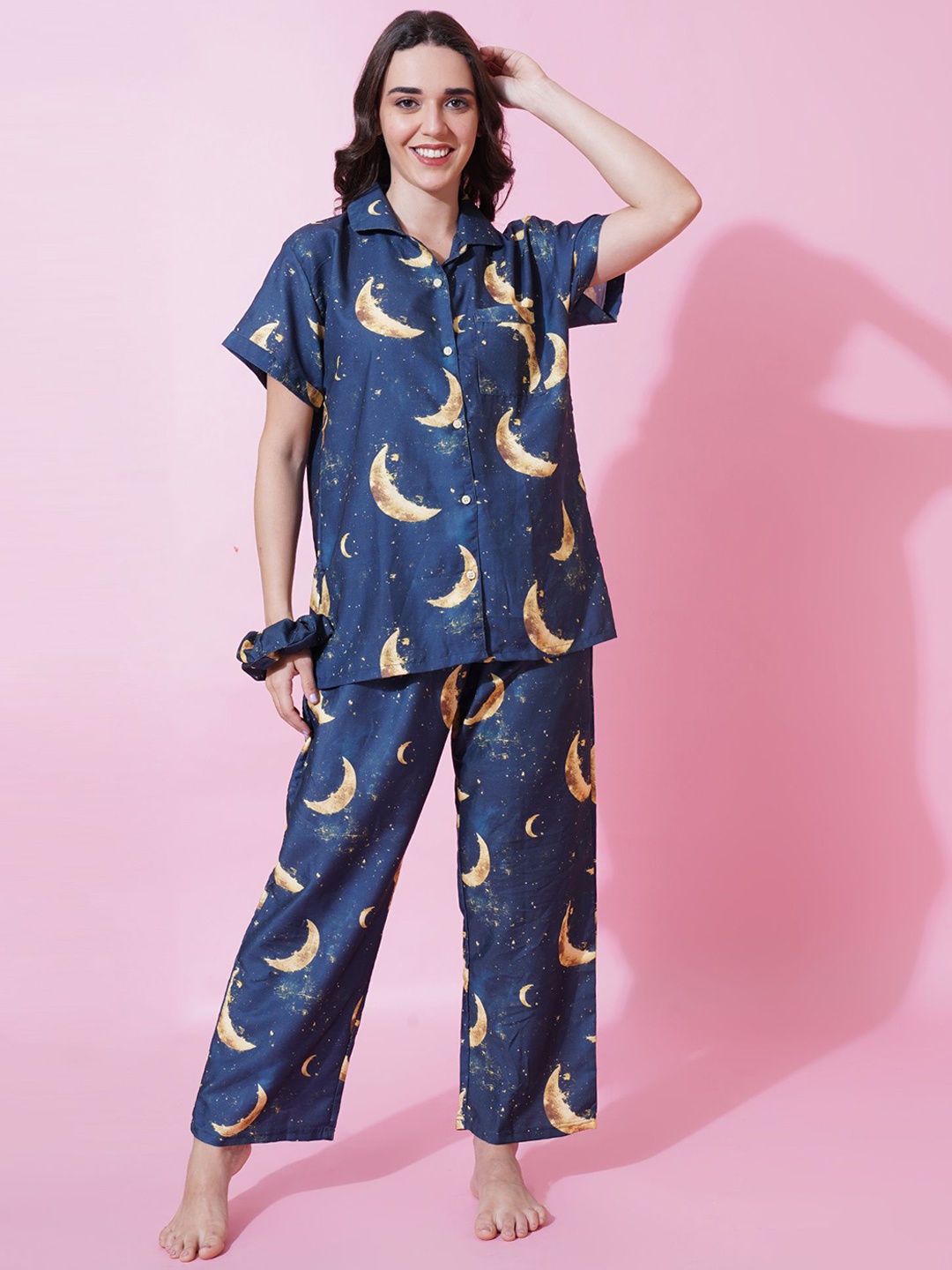

FFLIRTYGO Women Printed Night suit, Blue