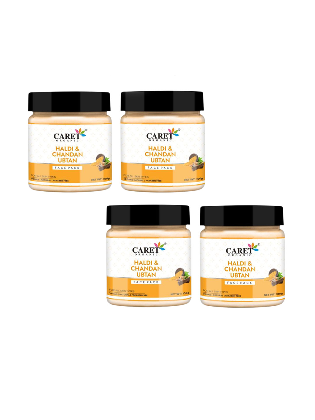 

CARET ORGANIC Set Of 4 Haldi Ubtan Tan Removal Face Pack - 100 g Each, White
