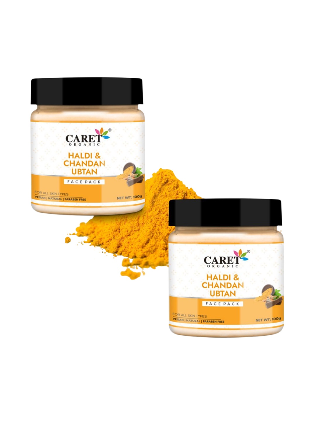 

CARET ORGANIC Set Of 2 Haldi Chandan Skin Lightening & Tan Removal Face Pack- 100 g Each, White