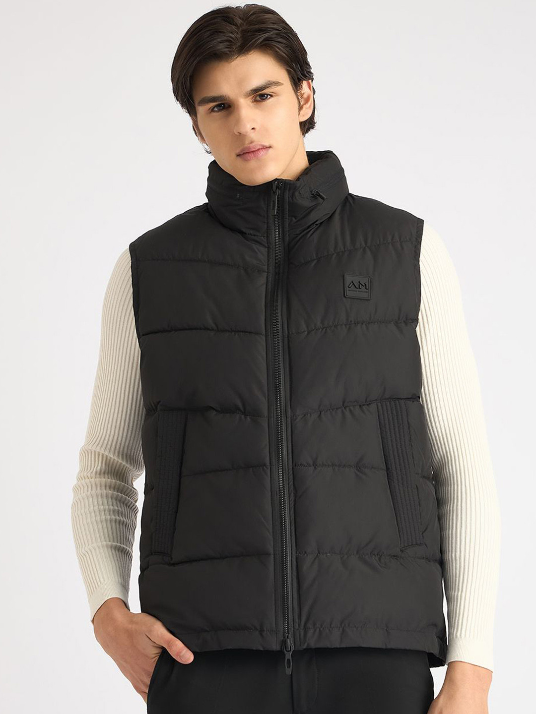 

Antony Morato Men Hooded Solid Casual Gilet Jacket, Black