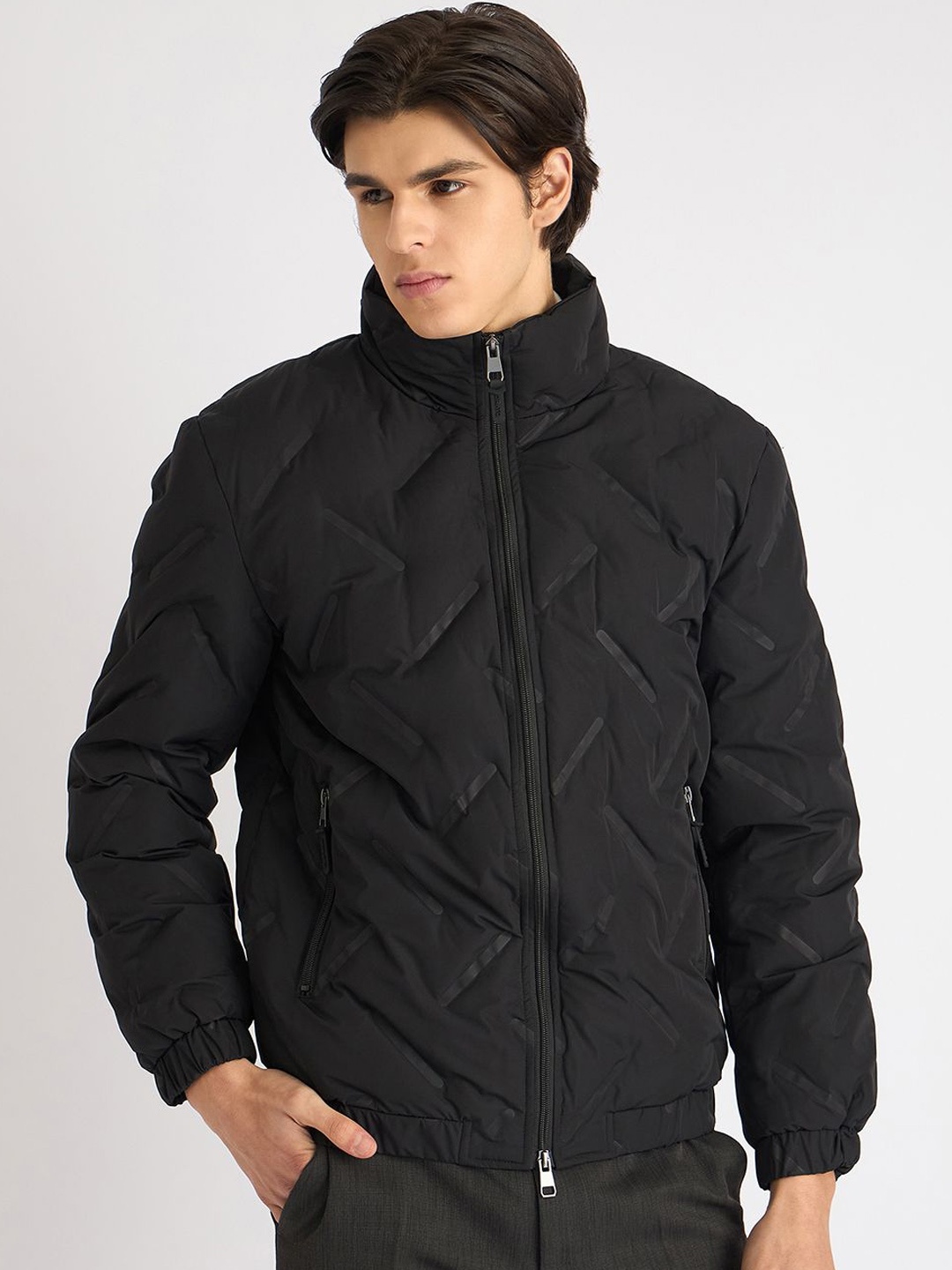 

Antony Morato Men Mock Collar Solid Casual Puffer Jacket, Black