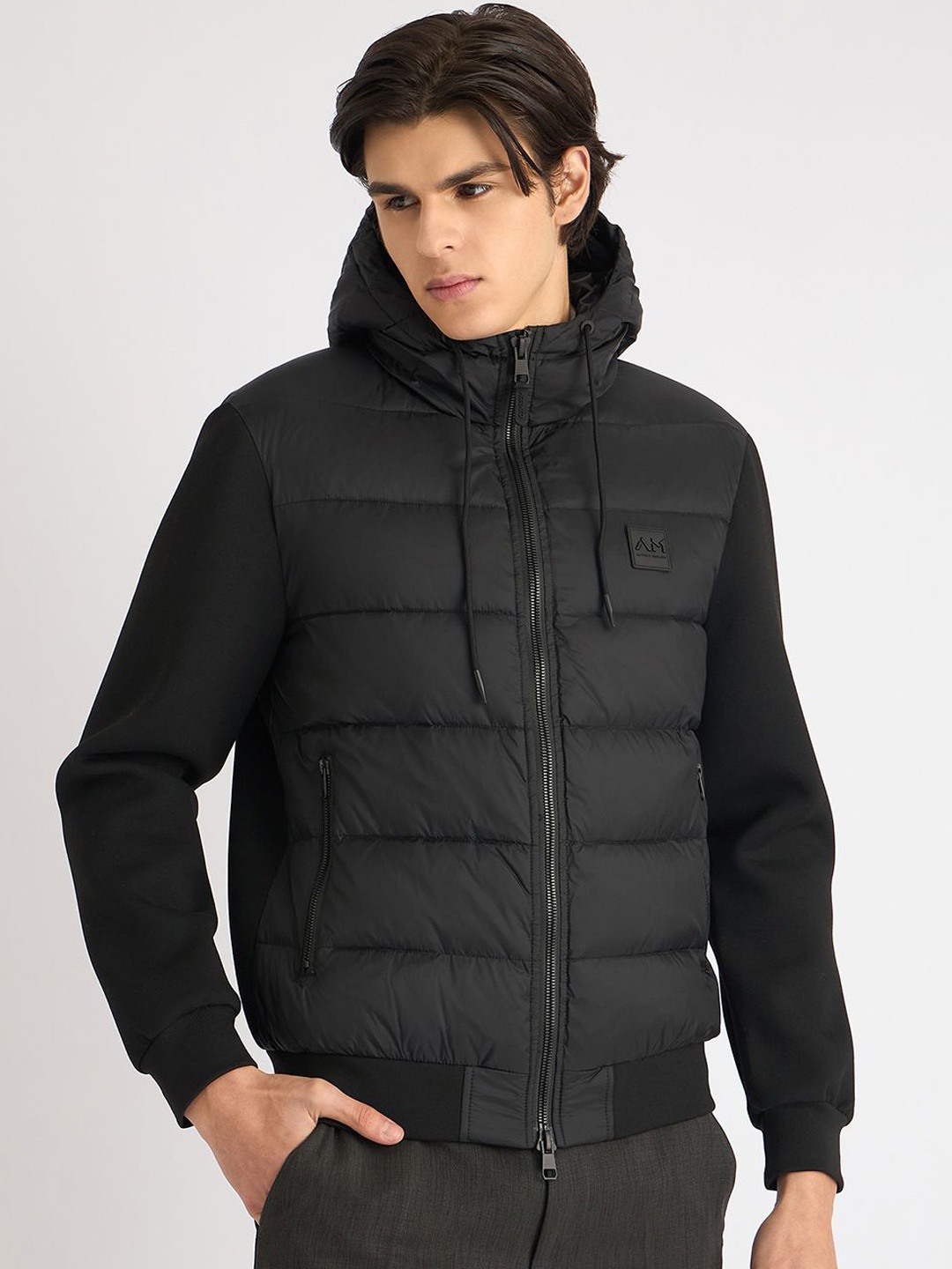 

Antony Morato Men Hooded Solid Casual Padded Jacket, Black