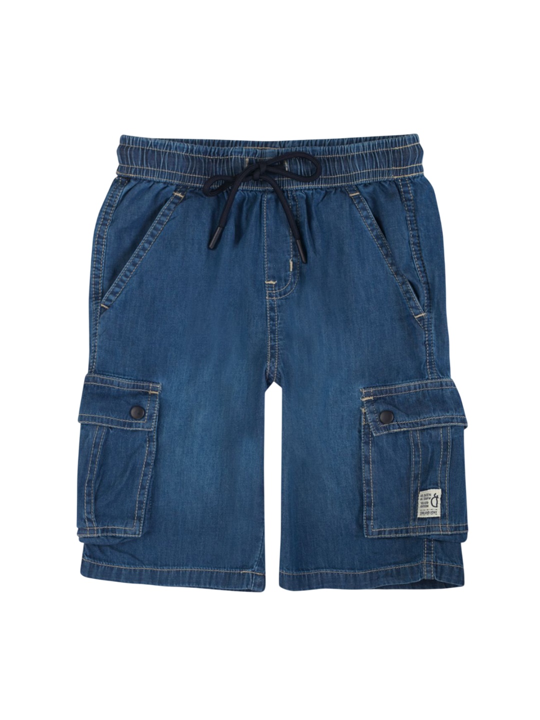 

Gini and Jony Boys Washed Mid-Rise Denim Cargo Shorts, Blue