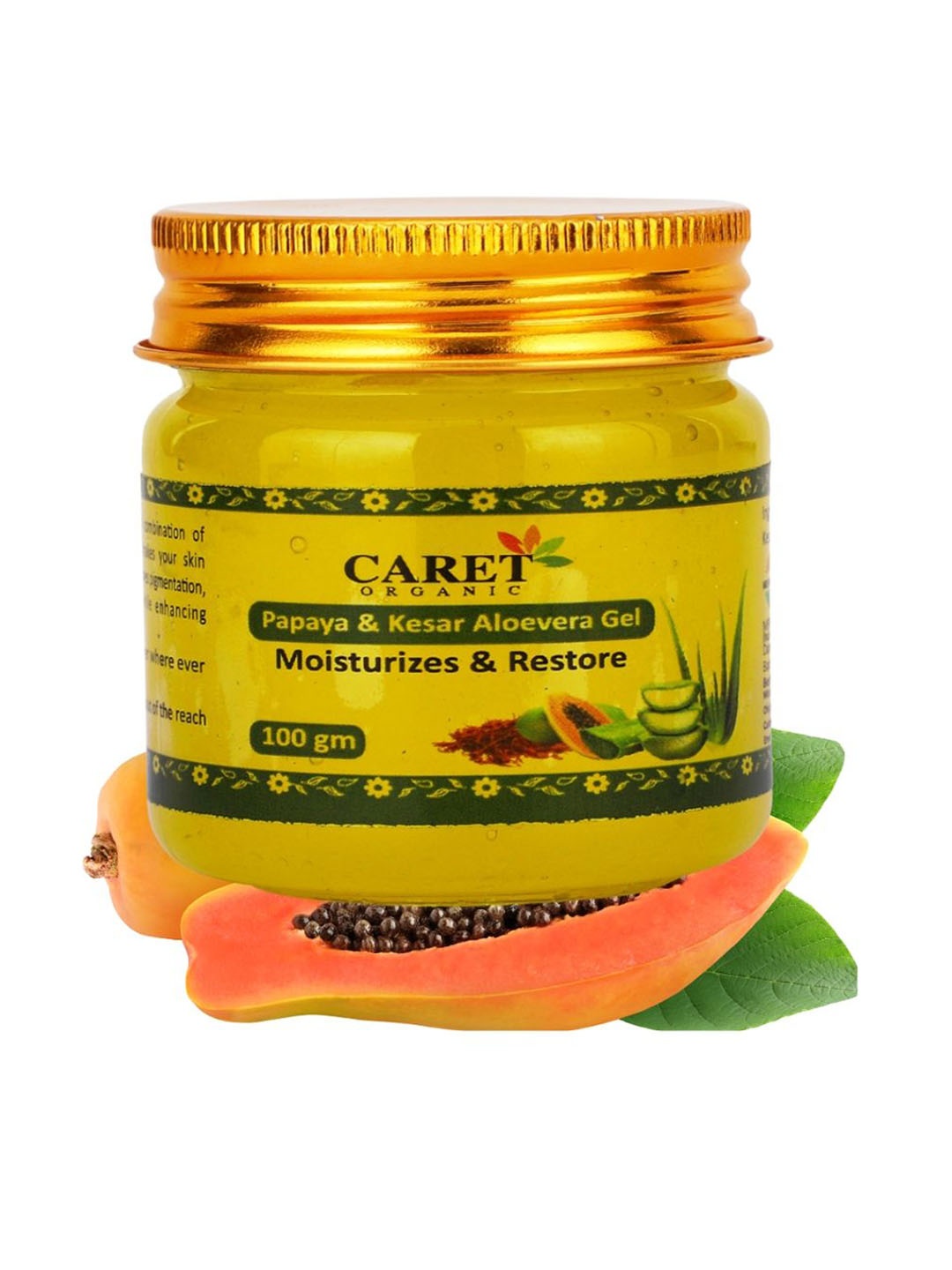 

CARET ORGANIC Papaya & Kesar Aloevera Face Gel For Skin Glowing- 100 g, White