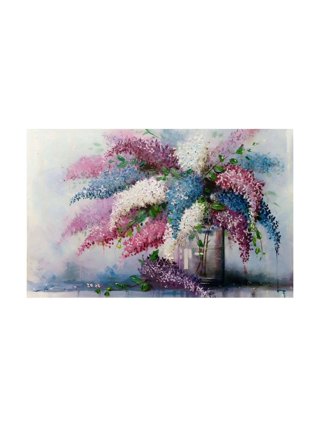 

Inephos White And Pink Floral And Botanical Printed Paper Canvas Unframed Wall Paintings