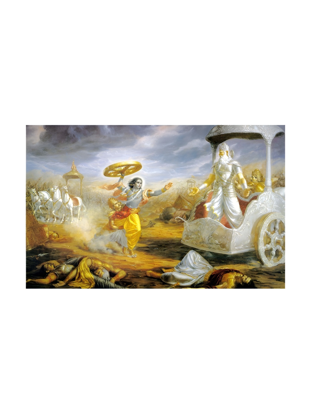 

Inephos White & Yellow Religious Printed Canvas Wall Art