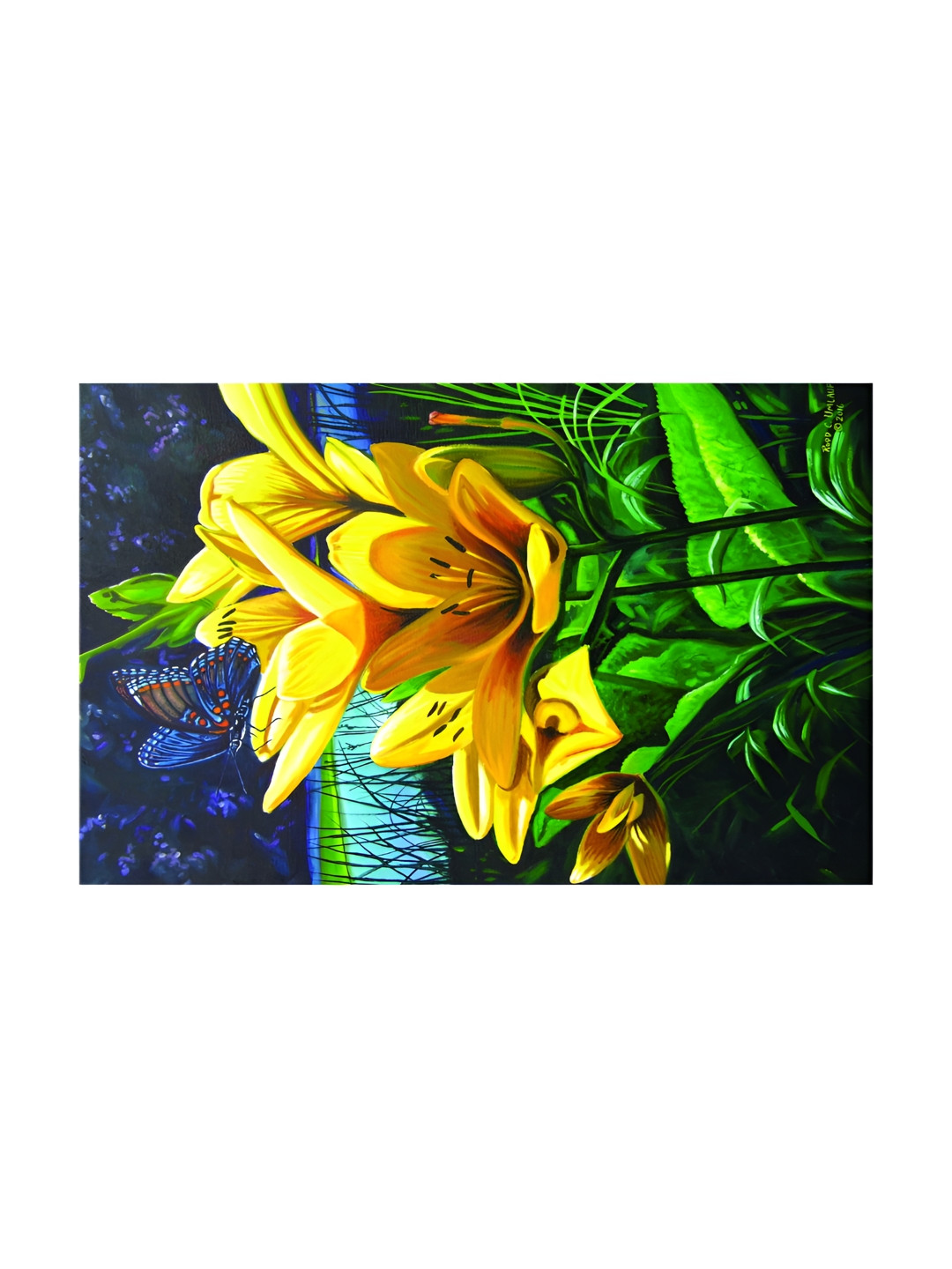 

Inephos Yellow & Green Floral Printed Canvas Wall Art
