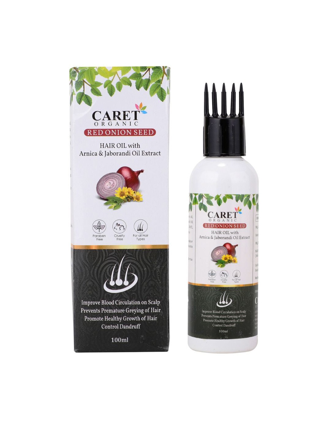 

CARET ORGANIC Set Of 4 Red Seed Onion Hair Oil For Dandruff Control - 100 ml Each, White