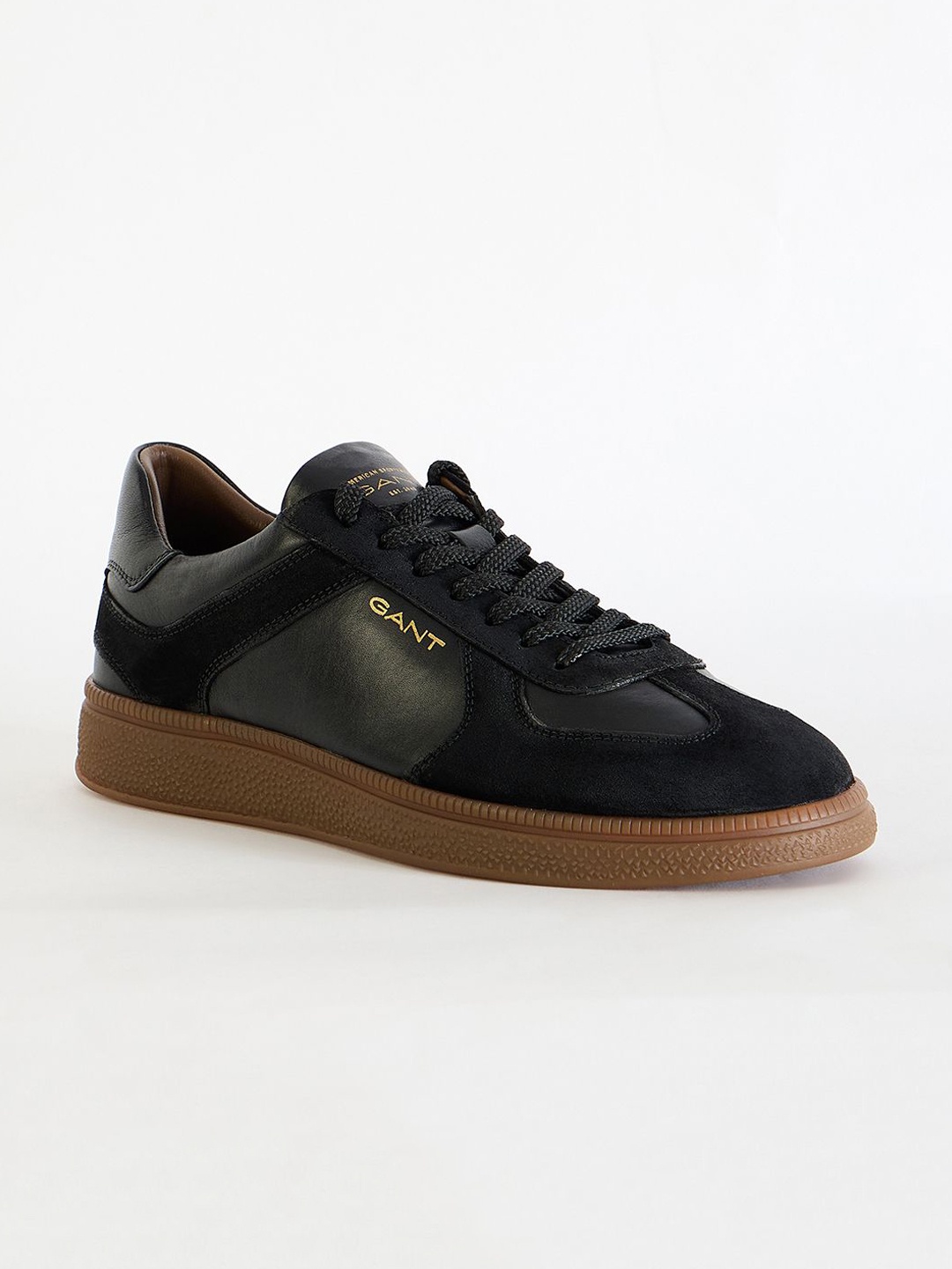 

GANT Men Colourblocked Round Toe Leather Sneakers, Black