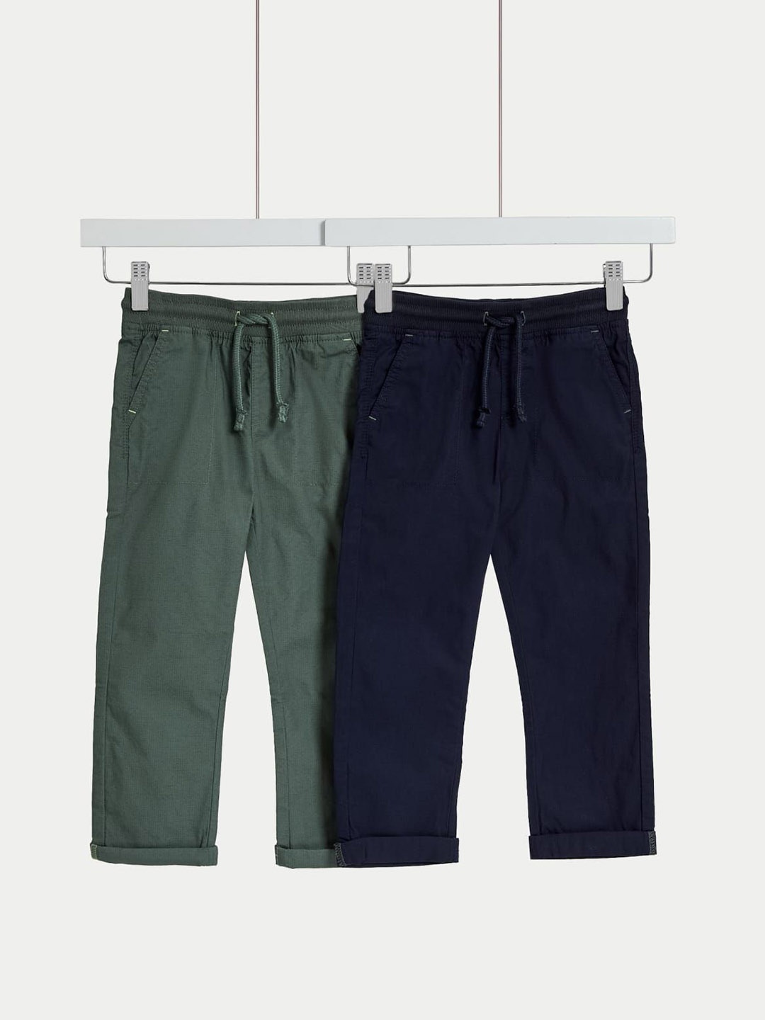 

Marks & Spencer Boys Pack Of 2 Pure Cotton Trousers, Navy blue