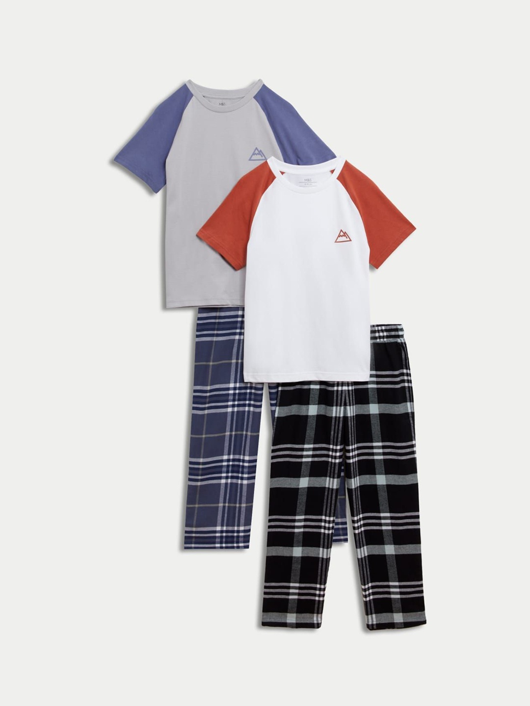 

Marks & Spencer Boys Pack Of 2 Checked Pure Cotton Night suit, White