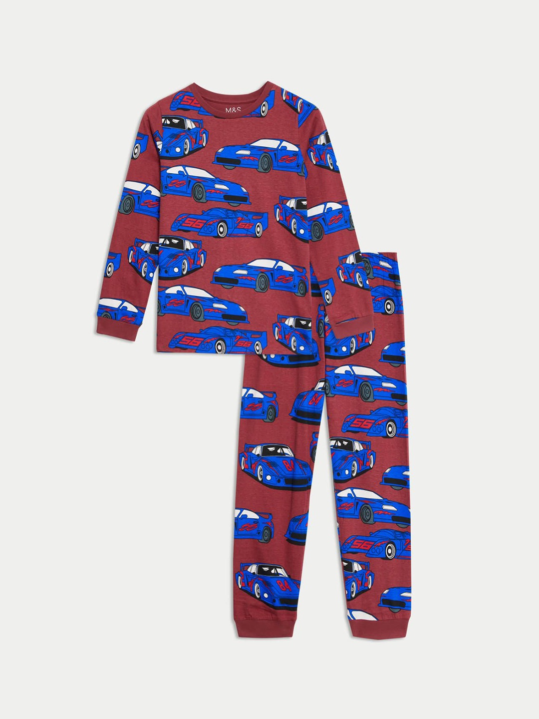 

Marks & Spencer Boys Printed Pure Cotton Night suit, Maroon