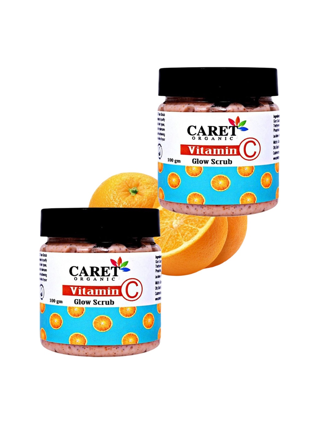 

CARET ORGANIC Set Of 2 Vitamin C Glow Skin Brightening Face Scrub - 100 g Each, White