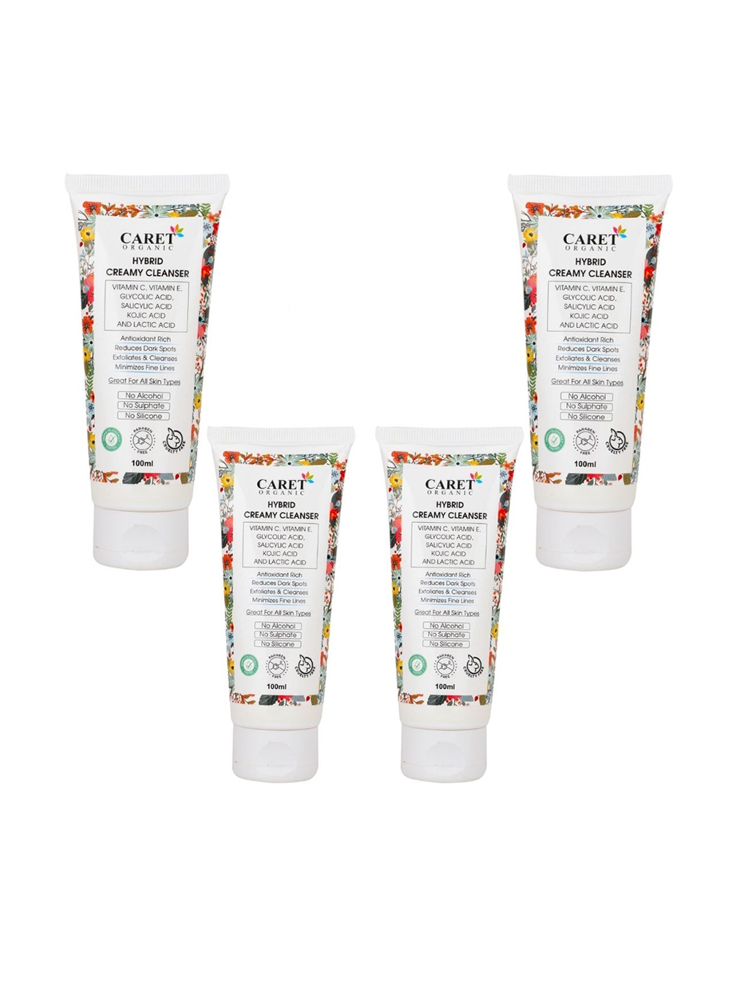 

CARET ORGANICSet Of 4 Hybrid Creamy Cleanser For Dark Circle - 100 ml Each, White